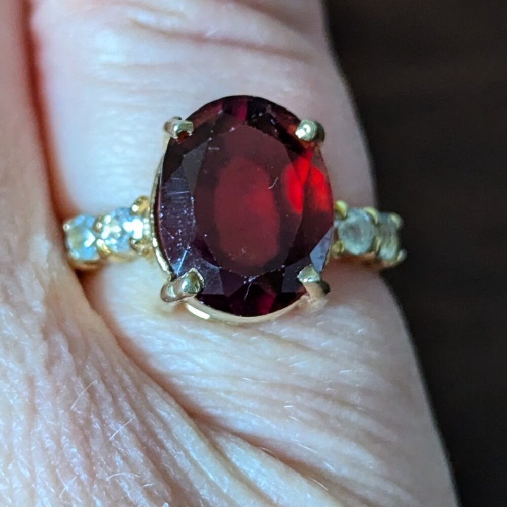 RING Natural Hessonite Ring 925 Sterling Silver Size 6.75